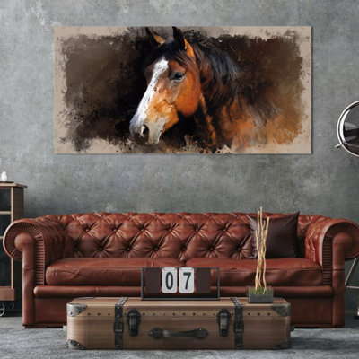 «Timuba», peinture d'art sur toile, impression d'art animalier rustique pour le bureau de la chambre à coucher, œuvre d'art tendue sur fond de tons terre, prête à être suspendue, 16 po x 32 po