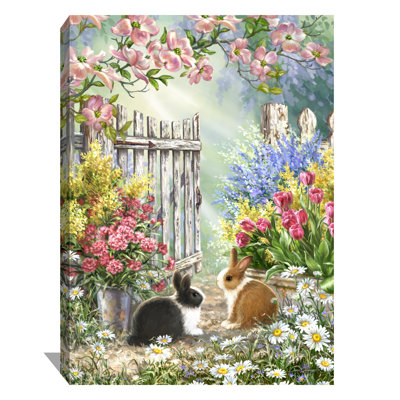 «Blossoms And Bunnies», art mural sur toile