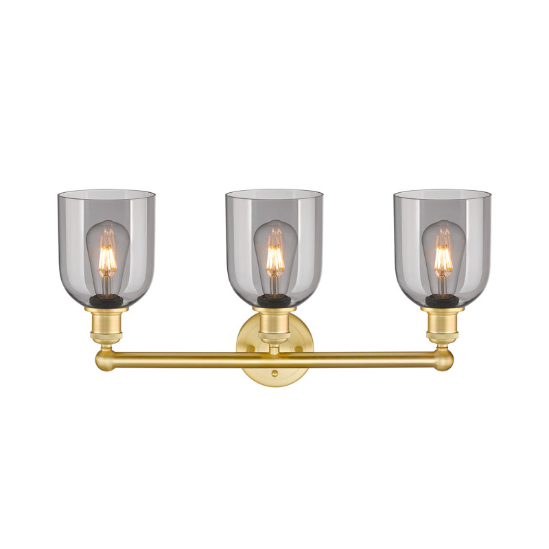 Abat-jour de salle de bain 3 lumières Edison Allysson, Gris fumée clair, Or satiné