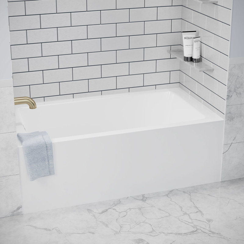 Grayley 60'' x 30'' Soaking Acrylic Bathtub, Right-Hand Drain, White/Shiny White