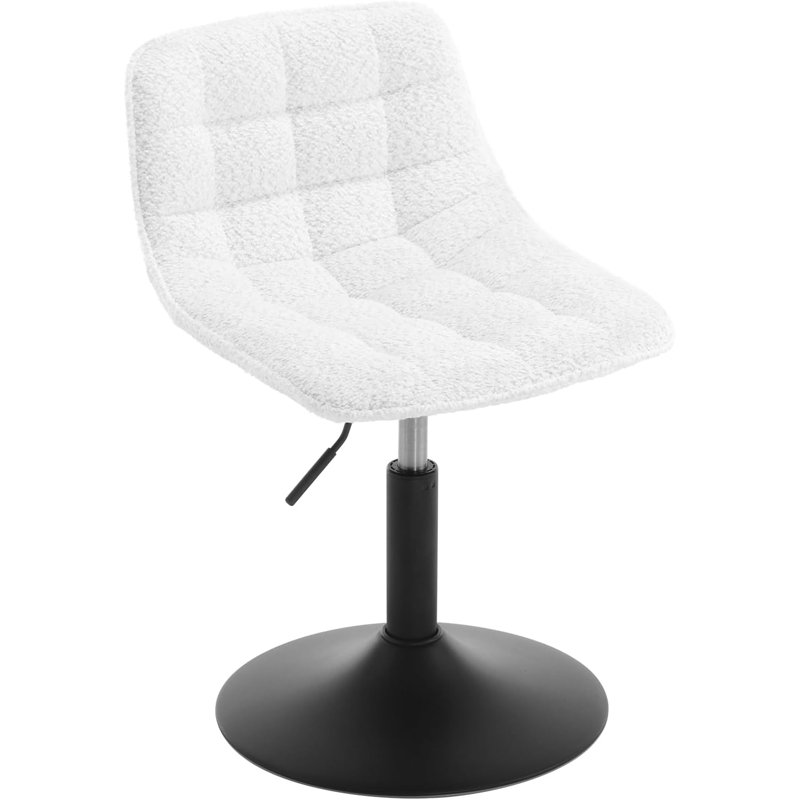 Nikeea Swivel Upholstered Adjustable Height Counter Stool, White