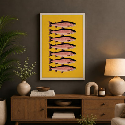 Six Fish Pattern Modern - Wrapped Canvas