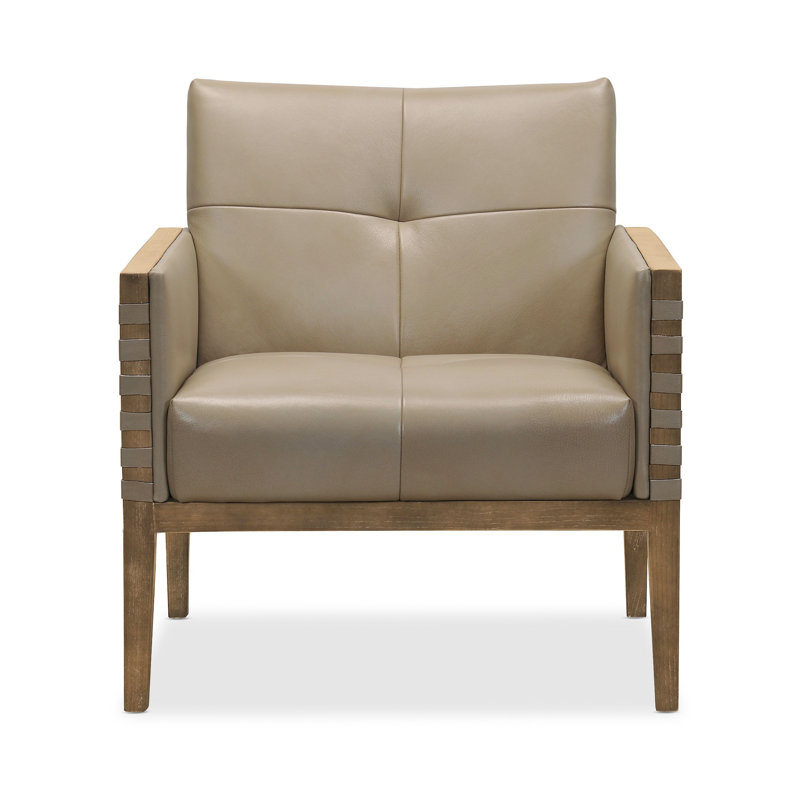 Calliope 31'' Wide Genuine Leather Chair, Beige Genuine Leather