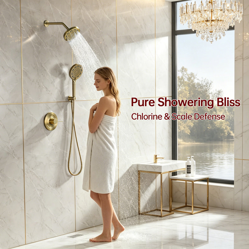 SUMERAIN Modern Shower System with 6 Settings Filtered Handheld Shower Head for Hard Water, Shower Faucet with Valve in Brushed Nickel