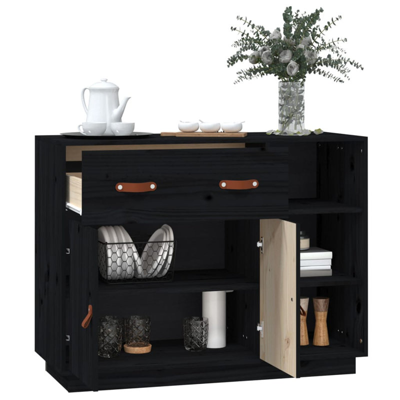 Toth 98.5cm Solid Wood Sideboard, Black