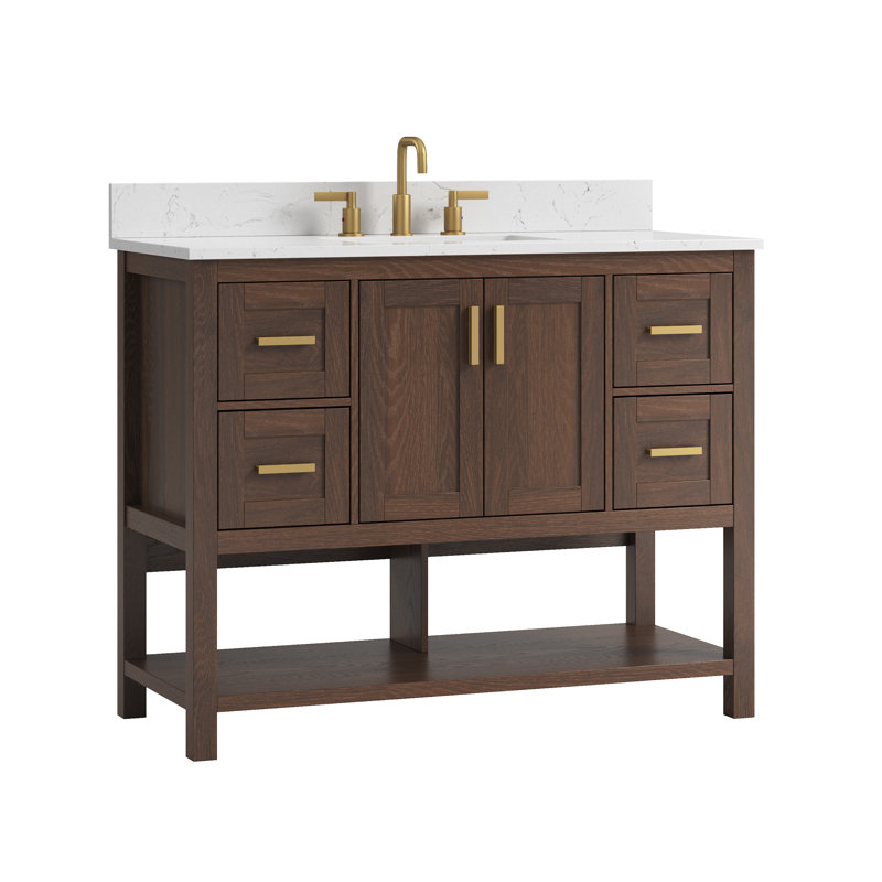 Meuble-lavabo autoportant en noyer de 43 po Aastha, 43"