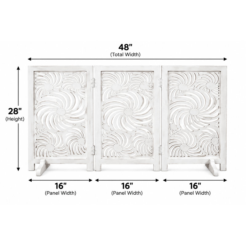 Barrière pliante pour chien en bois à 3 panneaux avec motif tournesol, Blanc