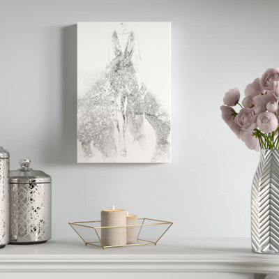 «Night for Stars Graphite», reproduction d'art graphique sur toile tendue