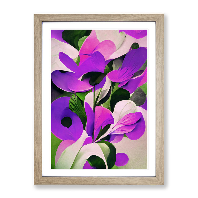 Abstract Floral Painting No.5 - Framed Print, 34cm H x 25cm W, Oak