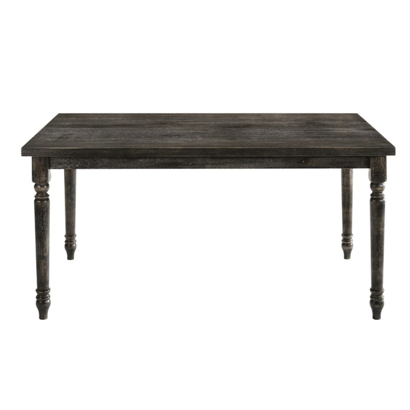 Weathered Grey Rectangular Dining Table With Top And Stable Support For 6 In Grey, Seats Legs