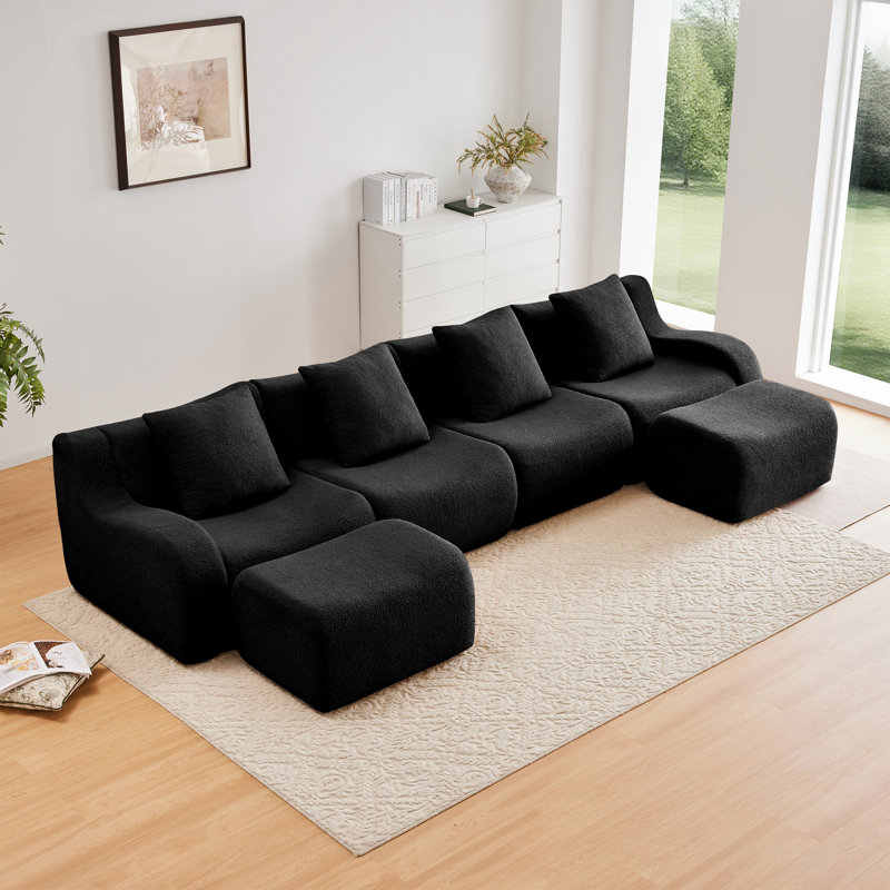 Canapé Boneless, H 35,4 po x l 148 po x P 65,7 po, 4, Black