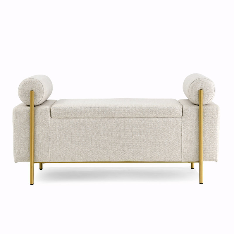 Ailsa Velvet Upholstered Storage Bench, Beige
