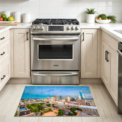 Clear Machine Washable,City Usa Downtown Skyline America Indoor Area Rug