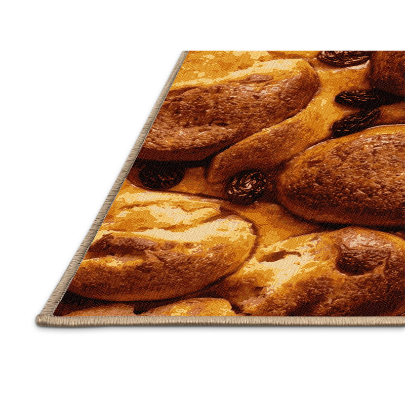 Washable Bread pudding Desserts Area Rug, Square 5'
