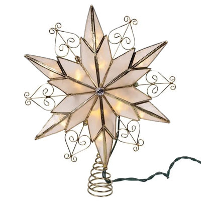 Kurt Adler 's 10-light Led 6-point Brass Plated Capiz Star In Clear
