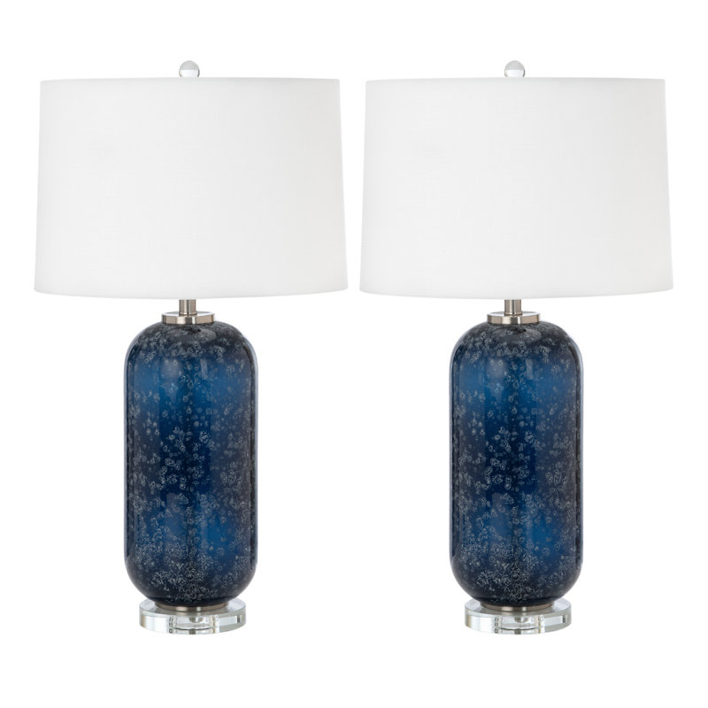 Tootsie - 30" Blue Glass Table Lamp with Crystal Base - Set of 2 - Deep Blue Finish