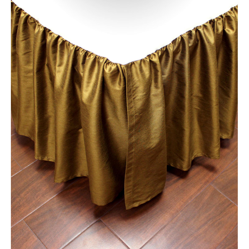 California King Aqua and Gold Polyester Platform Bed Skirt