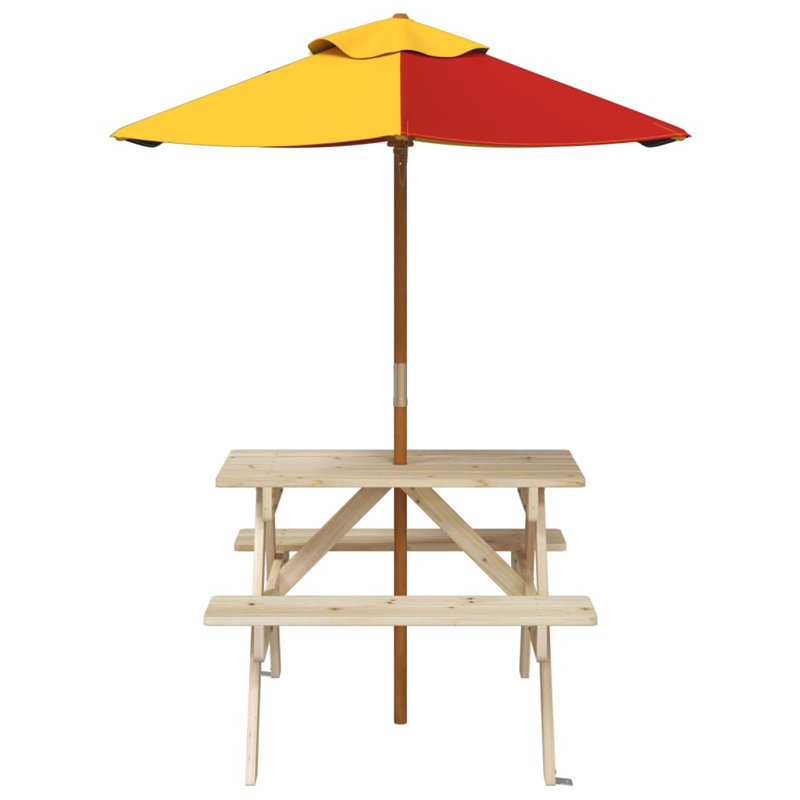 Kids Solid Wood Rectangular Outdoor Table Or Chair and Chair Set, Brown