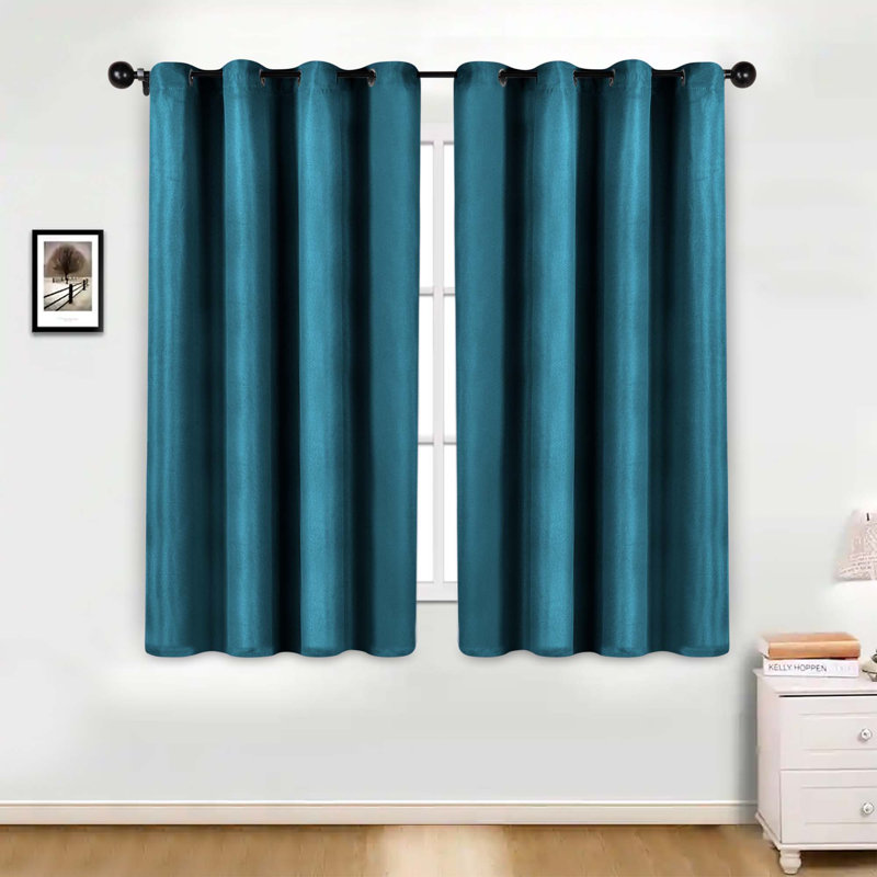 Polyester Thermal Insulated Room Darkening Curtain Panels, Deep Sea, 42" W x 63" L