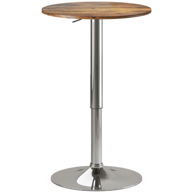 Rustic Brown Round Bar Table, 360-Degree Swivel Pub Table with Adjustable Height for Kitchen & Cafe
