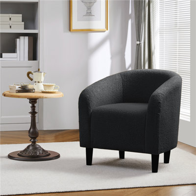 27”Wide Upholstered Solid Wood Barrel Accent Club Chair