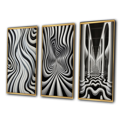 «Black White Optic Art Dream», 3 pièces