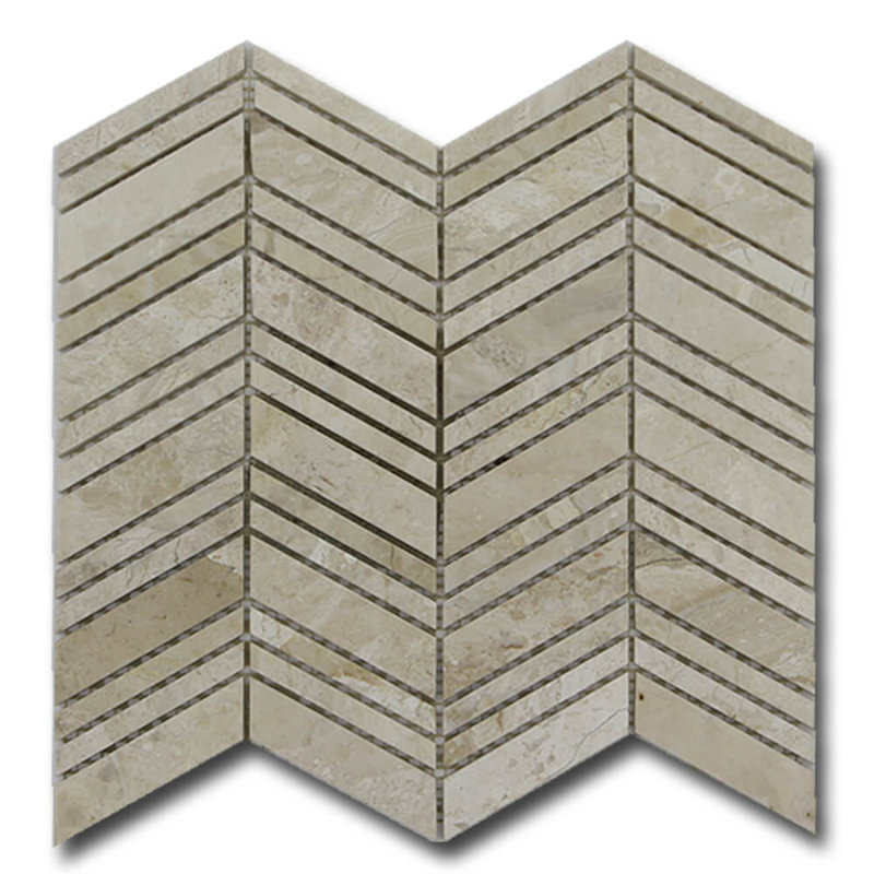 Random Sized Natural Stone Herringbone / Chevron Mosaic Wall & Floor Tile, Diana Royal Chevron
