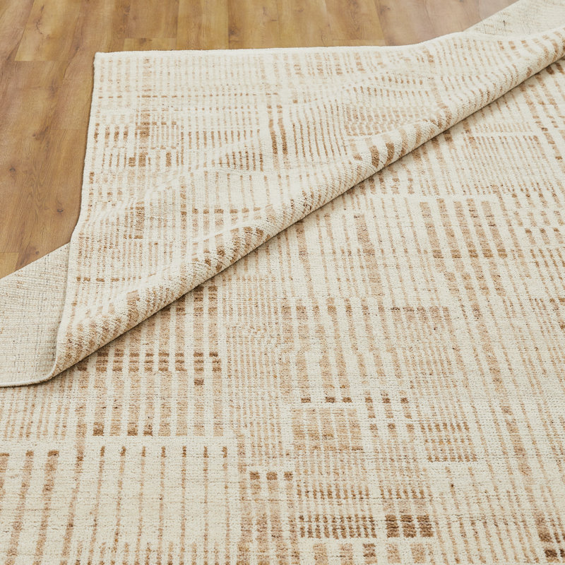 Tapis ivoire en laine noué à la main Willeke, Ivory/Gold, Rectangle 3' x 5'