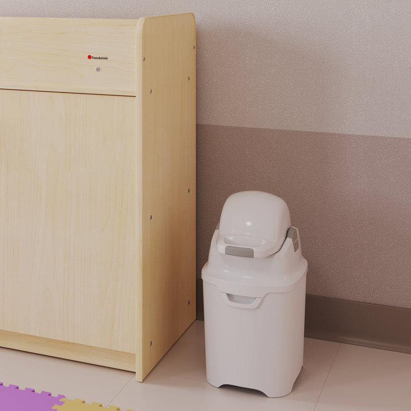 Foundations Tall Diaper Pail, White, 21" H x 15" W x 11" D