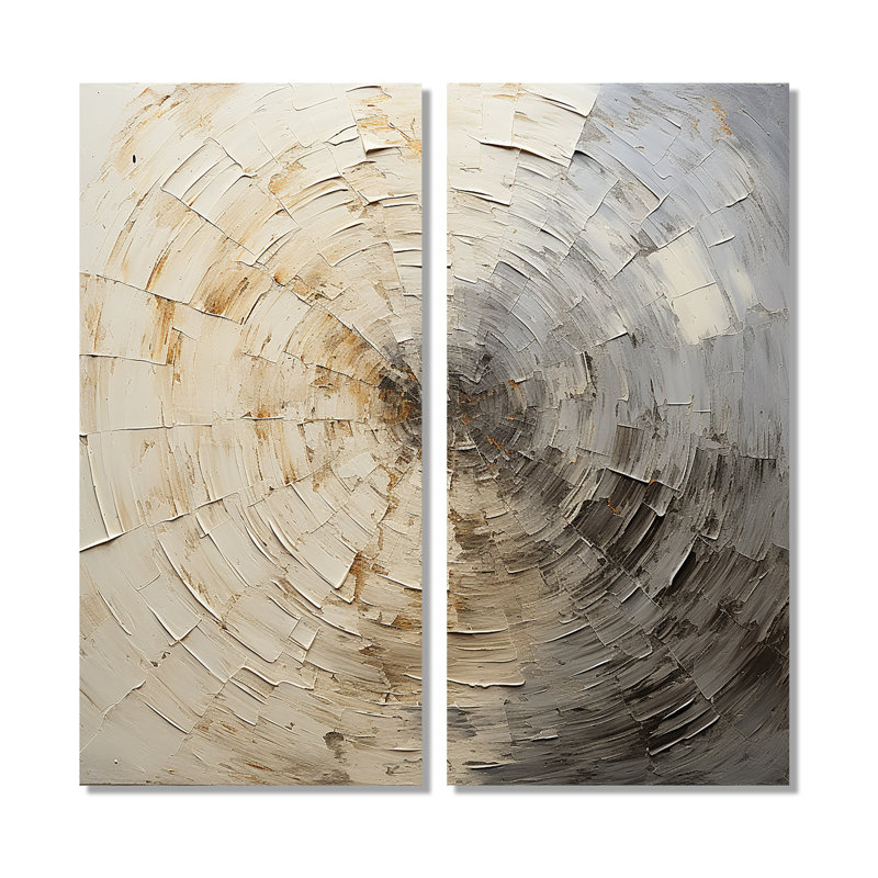Mouvement méditatif gris et beige - Spirales abstraites, art mural, 40" H x 40" W, Toile tendue, Ne s’applique pas