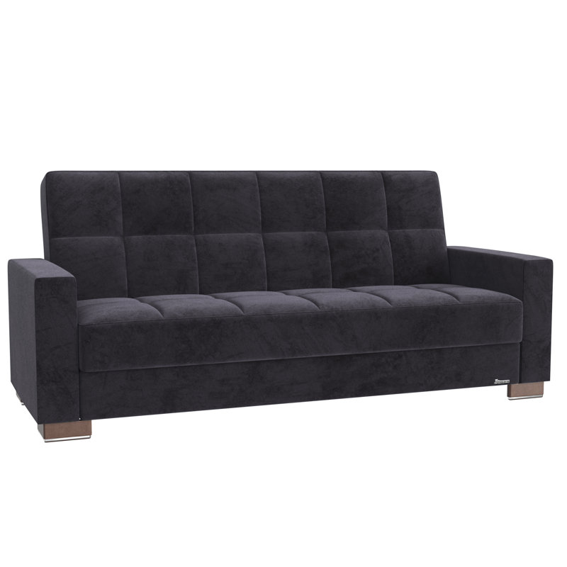 Canapé-lit rembourré convertible avec rangement, Noir