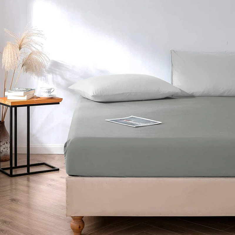 Sulltane Ultrasoft Cotton Blend Jersey Knit Fitted Sheet, Kingsize (5'), Silver