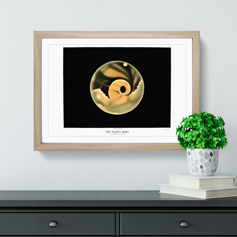 Planet Mars by E. L. Trouvelot - Picture Frame Painting Print, Oak Framed, 36cm H x 48cm W x 2cm D