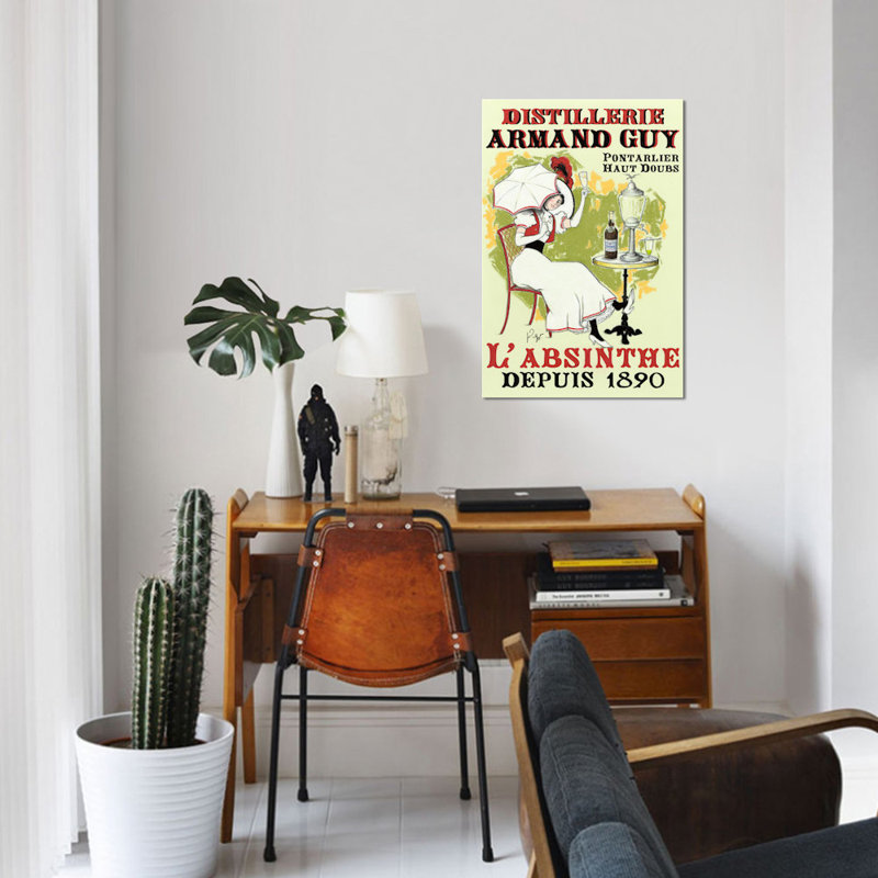 «The Lady with the Parasol», affiche vintage sur toile, H 18 po x l 12 po x P 1,5 po, Pas de tapis, Toile tendue
