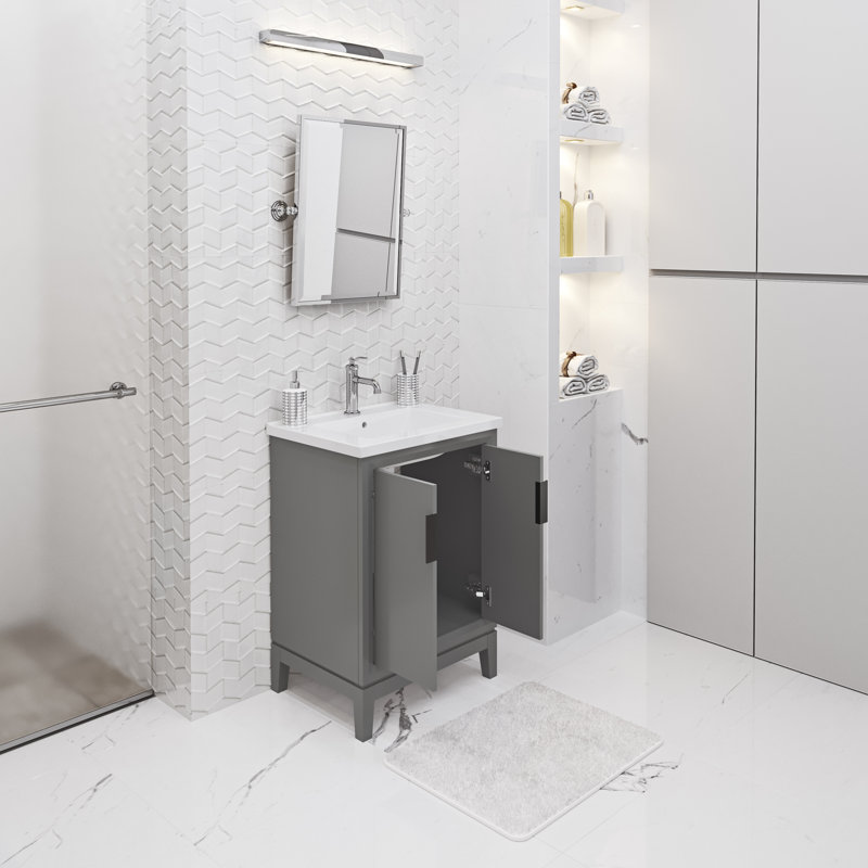 Ensemble de meuble-lavabo simple 25 po Finck, Gris cachemire, Noir mat
