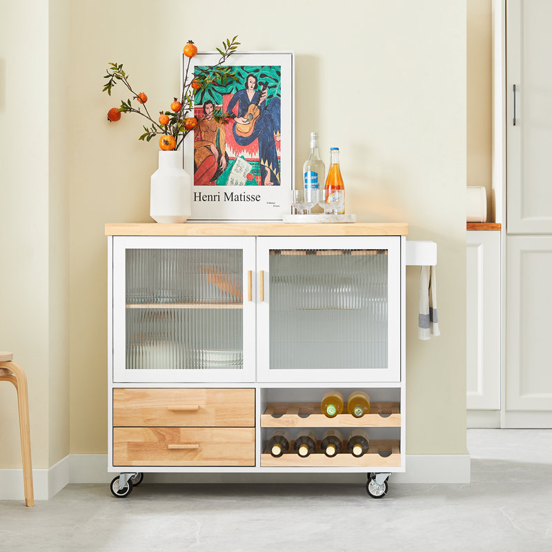 Solid Wood Top Kitchen Cart