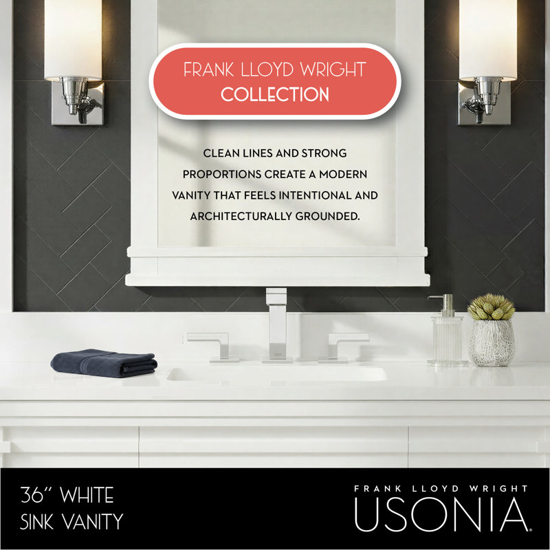 FLW Harmony 36 Wood Sink Vanity, White, 36