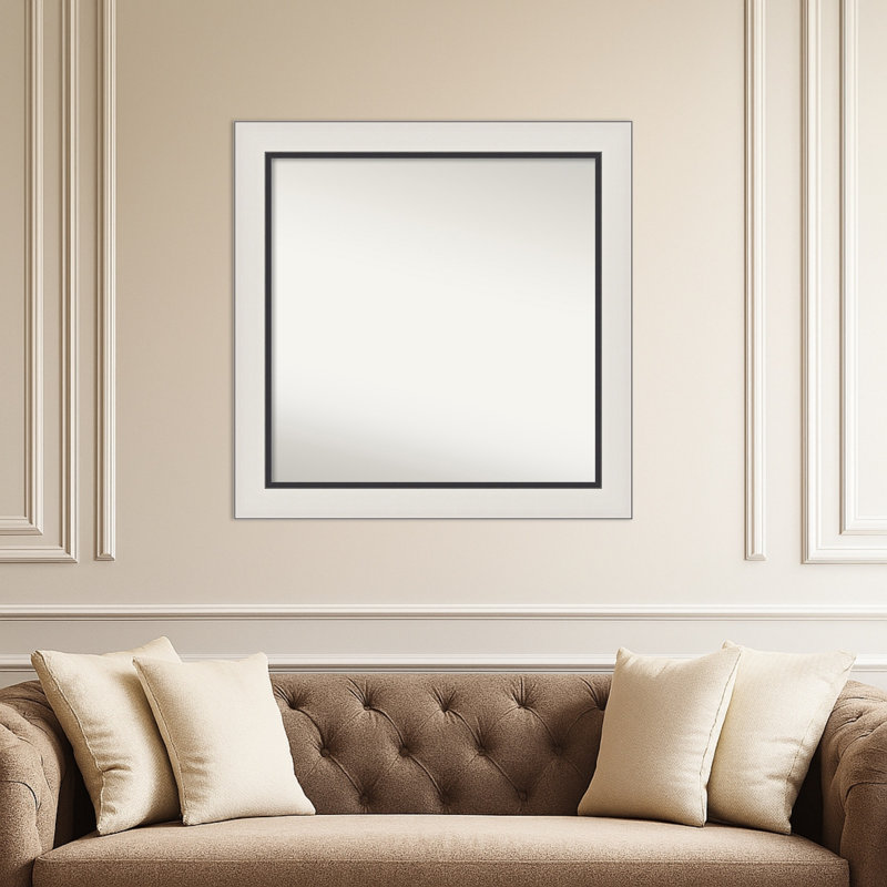 Ellie Non-Beveled Framed Wall Mirror, 31.5" x 31.5", Silver Black