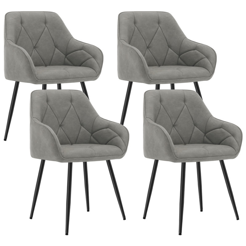 Rigney 50.5 cm H Faux Leather Side Chair, 4, Dark Grey
