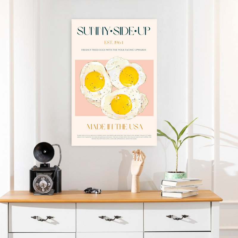 «Sunny Side Up Breakfast Classic Retro Vintage Architecture», art mural, H 24 po x l 16 po