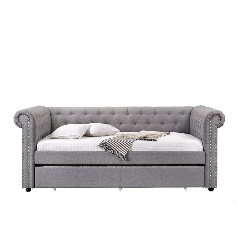 Lit de jour en tissu avec couchette (simple)