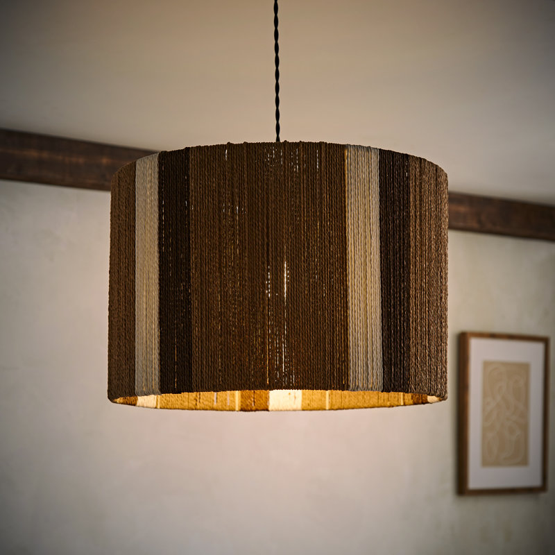 30cm H Wicker Drum Pendant Shade ( Slip-On ) in Brown