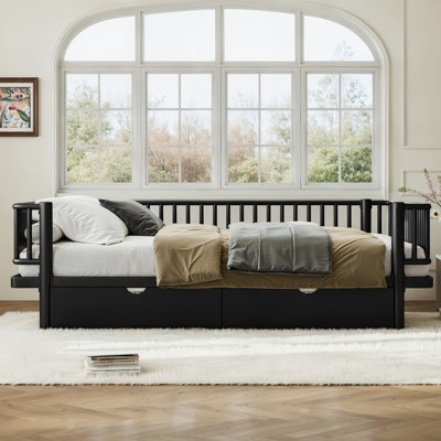 Queen Size Metal Daybed Frame With Upgraded Safety Round-Pipe Design
