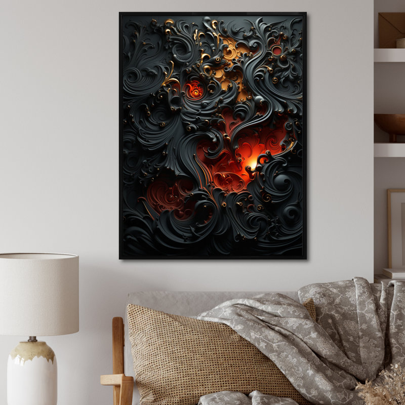 «Jadus Hebrew Calligraphy», reproduction d'art sur toile encadrée, H 20 po x l 12 po x P 1 po, Cadre flottant noir