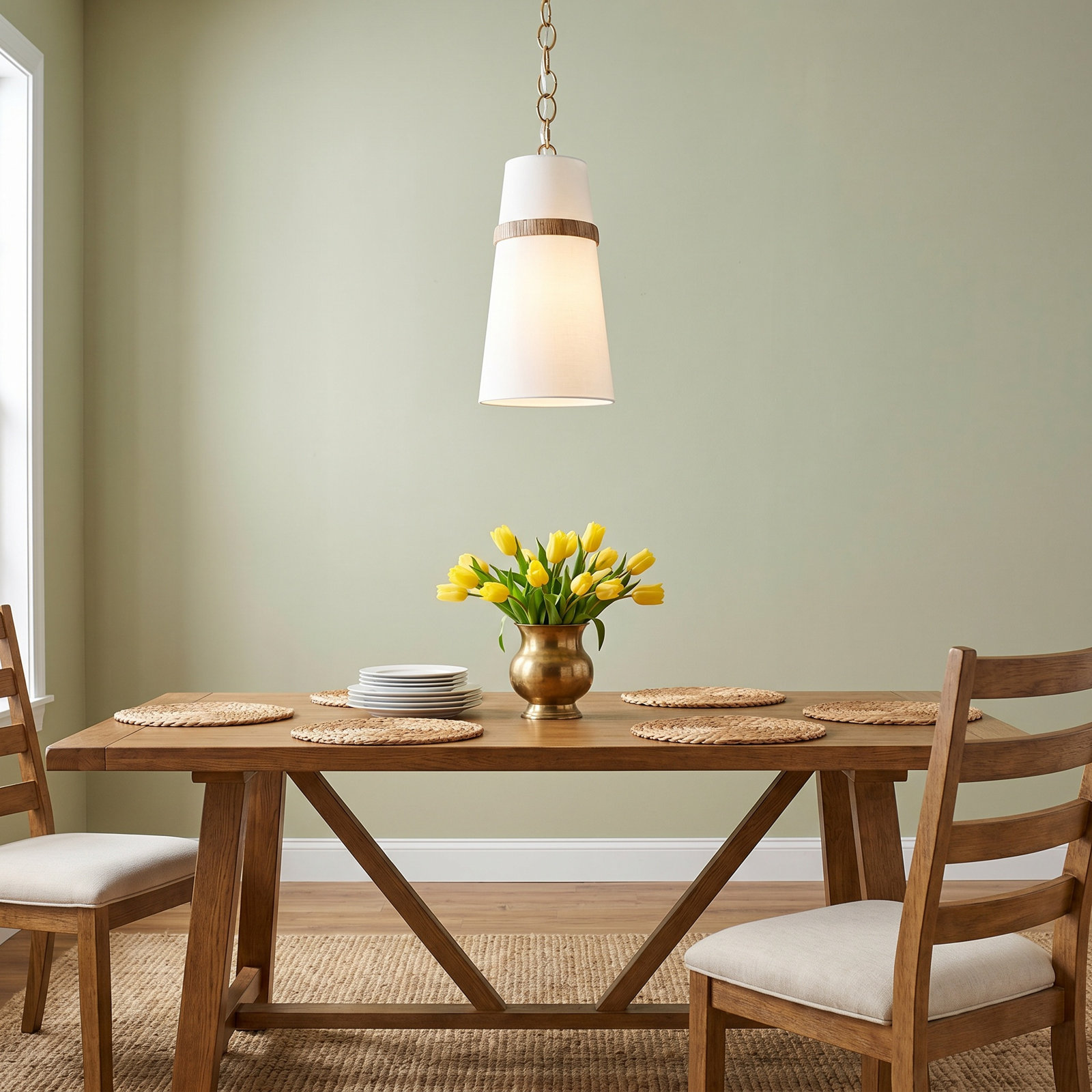 Daquavion Linen Steel Dimmable Pendant, 18" H x 8.12" W x 8.12" D, 1