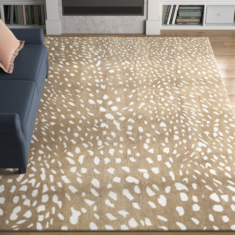 Tapis brun clair / brun clair / crème en laine touffeté à la main Jona, Rectangulaire 8 pi x 10 pi