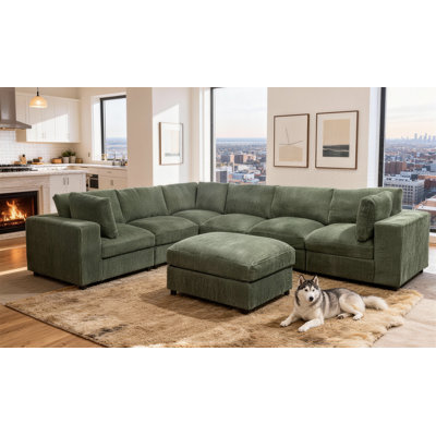 Canapé modulaire réversible de large de 138 po avec repose-pieds Amy-Grace
