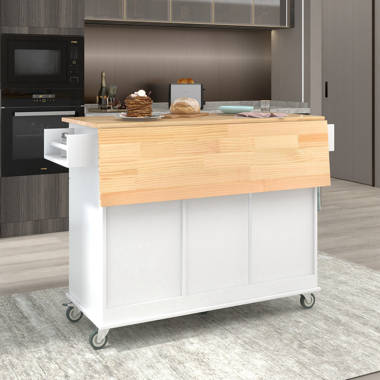 Kitchen Cart with Drop-Leaf Countertop, Kitchen Island with 1 Drawer 2 Door Latitude Run