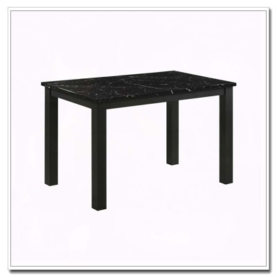 1Pc Black Faux Marble Black Finish Rectangular Dining Table Wooden Dining Room Furniture Modern Contemporary