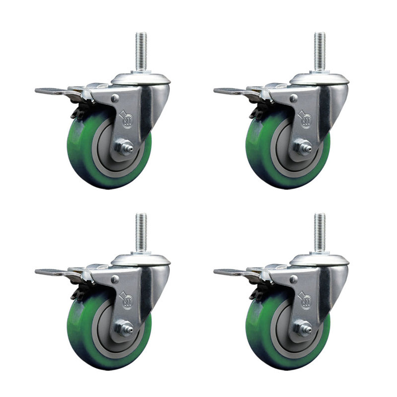 Ensemble de roulettes 4 po 4 po, Vert